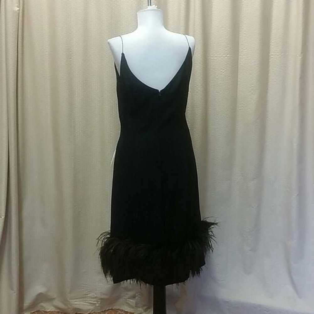 Bg S VINTAGE Black dress feather trim - image 2