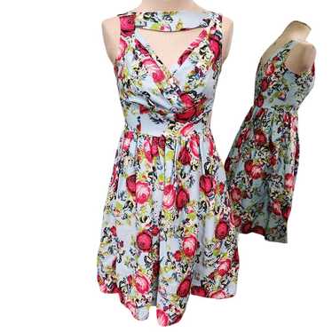 Unique Vintage rockabilly pinup floral swing dres… - image 1