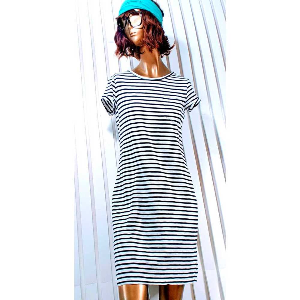 Womens Gap T-shirt Dress Black White Stripes Patc… - image 1