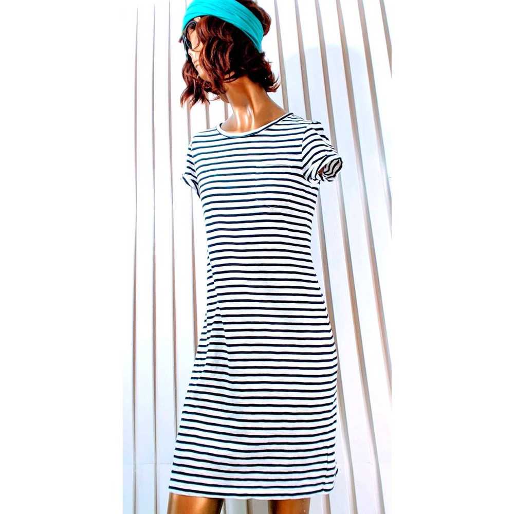 Womens Gap T-shirt Dress Black White Stripes Patc… - image 2