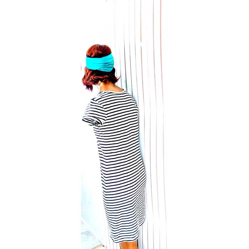 Womens Gap T-shirt Dress Black White Stripes Patc… - image 7