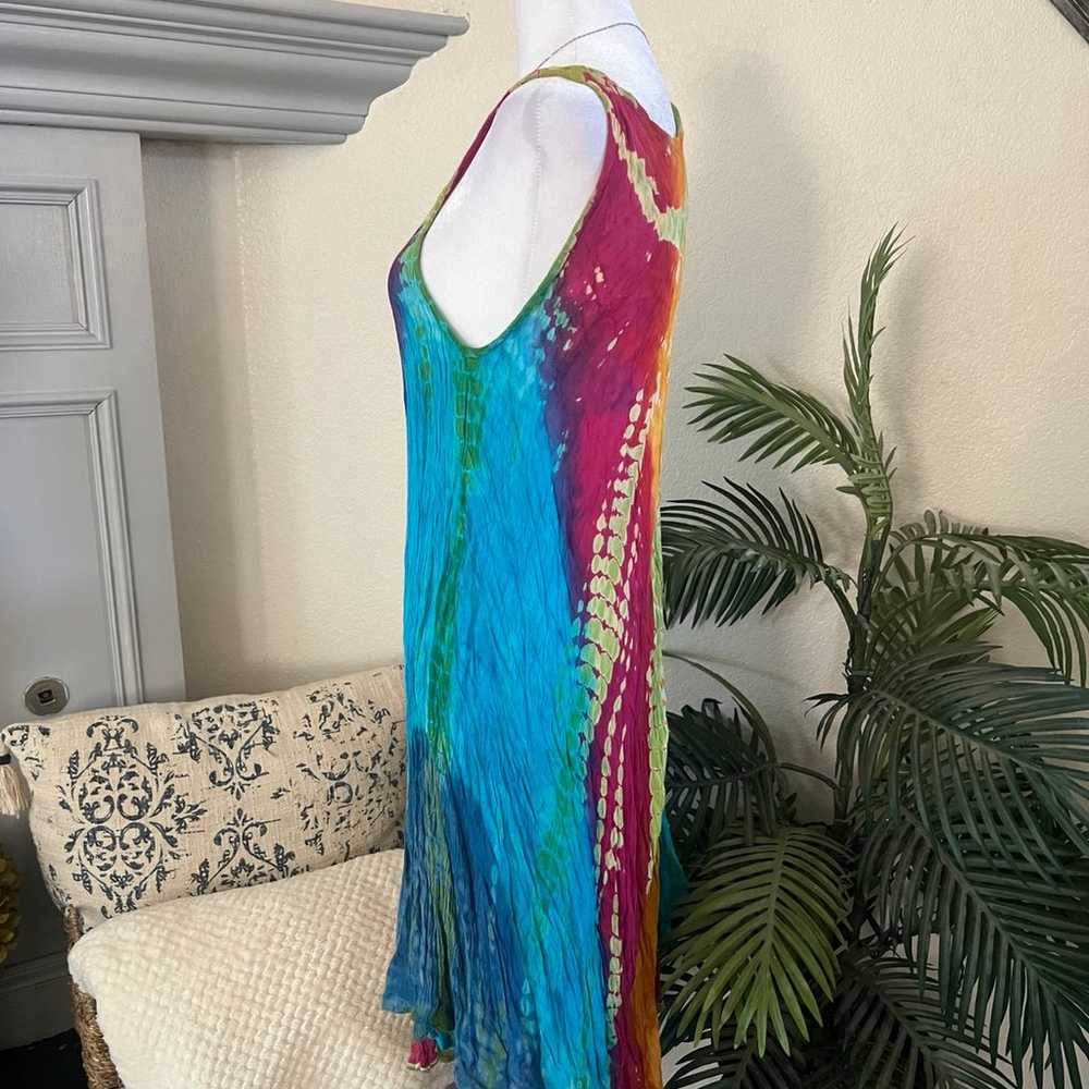 Vintage Tie Dye Rainbow Asymmetrical Dress - image 3