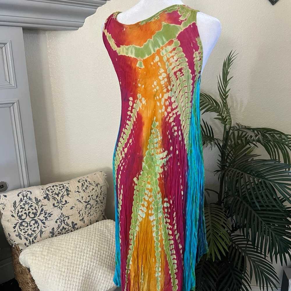 Vintage Tie Dye Rainbow Asymmetrical Dress - image 4