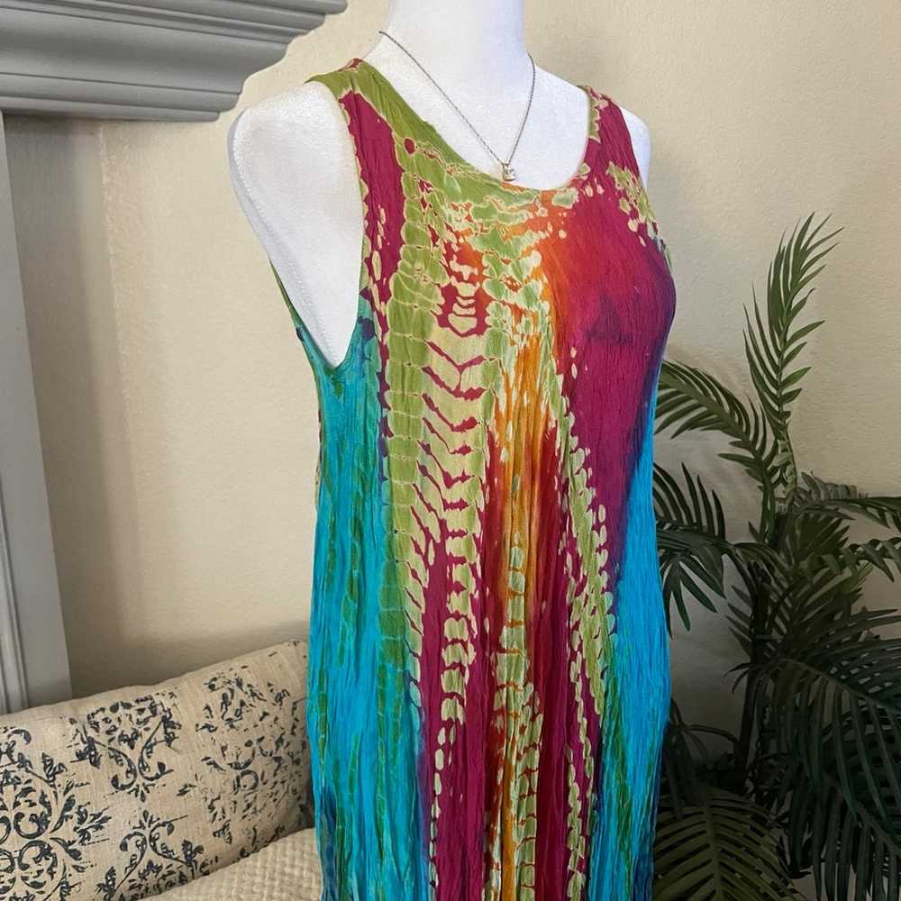 Vintage Tie Dye Rainbow Asymmetrical Dress - image 5