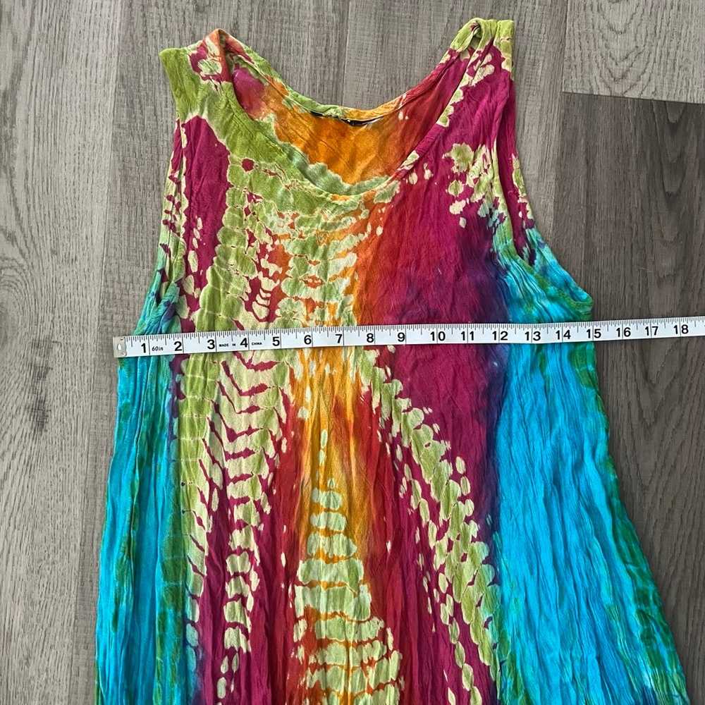 Vintage Tie Dye Rainbow Asymmetrical Dress - image 6