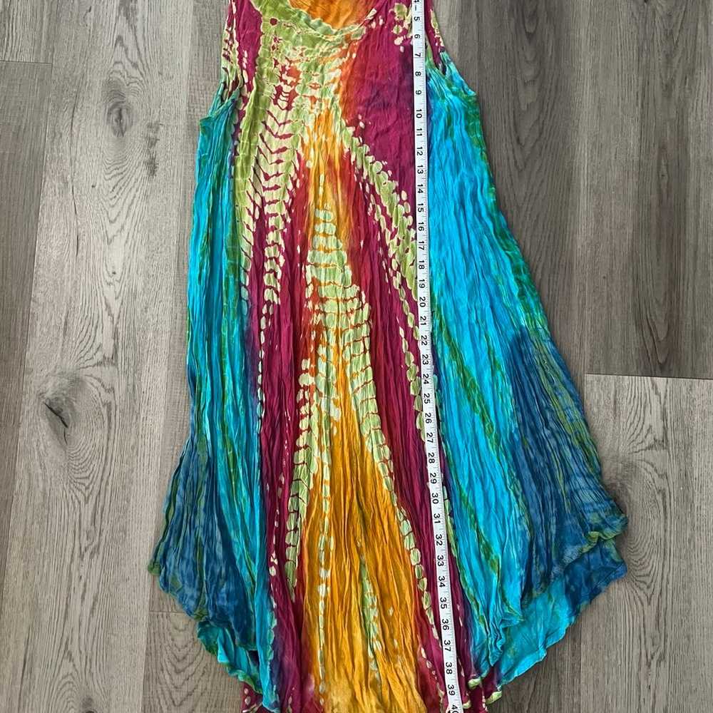 Vintage Tie Dye Rainbow Asymmetrical Dress - image 7