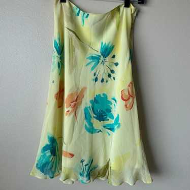 Spenser Jeremy Vintage 90s Yellow Blue Silk Flora… - image 1