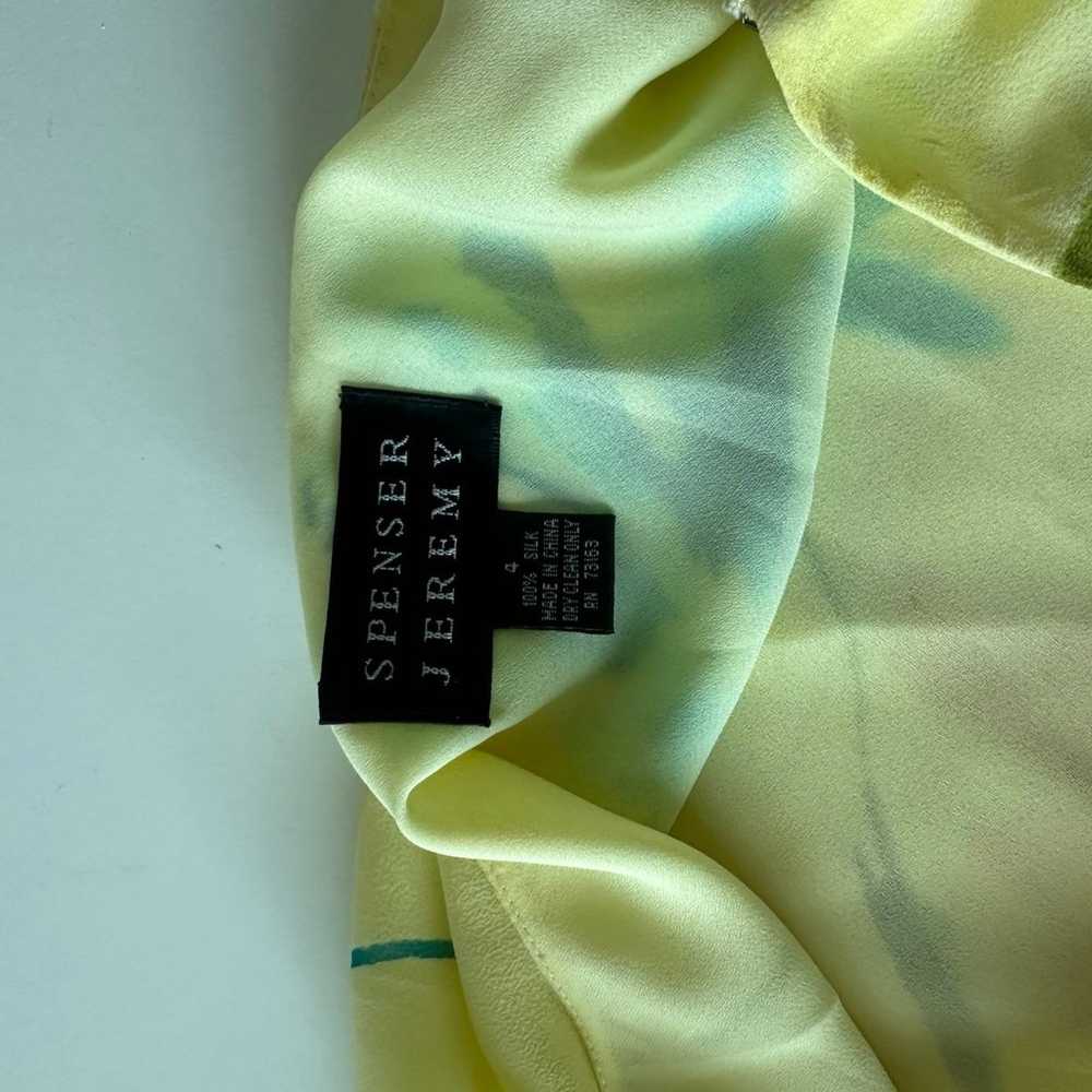 Spenser Jeremy Vintage 90s Yellow Blue Silk Flora… - image 2