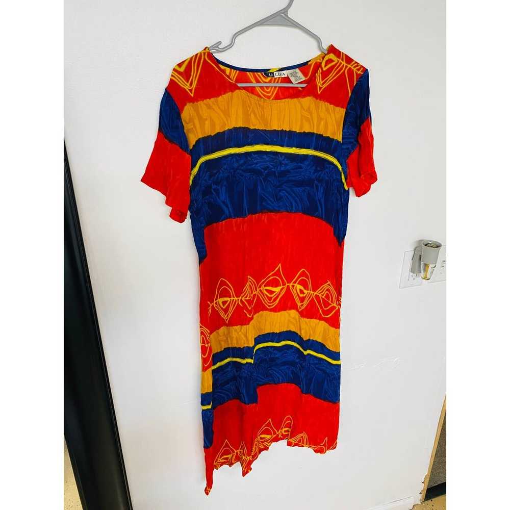 Vintage 90s La Cera Colorful Pattern Dress - image 1