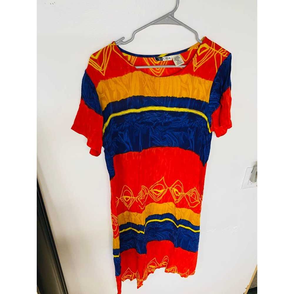 Vintage 90s La Cera Colorful Pattern Dress - image 2