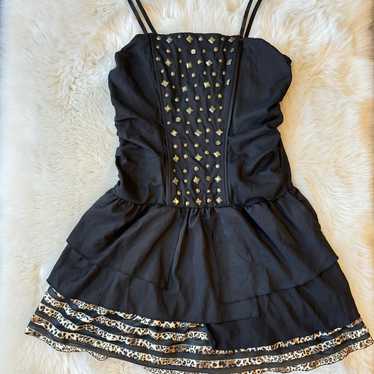 Y2K Black grunge Mini dress With Beadwork - image 1