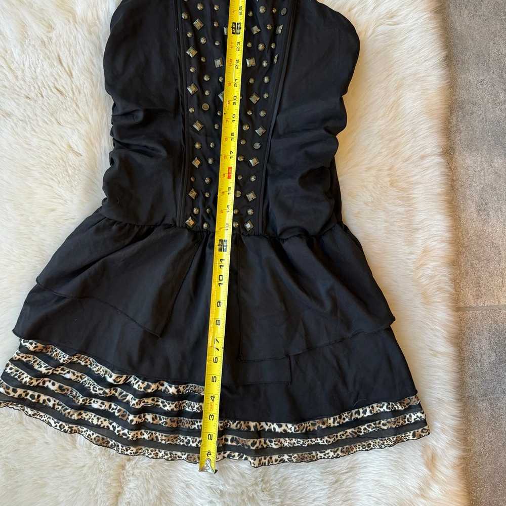 Y2K Black grunge Mini dress With Beadwork - image 3