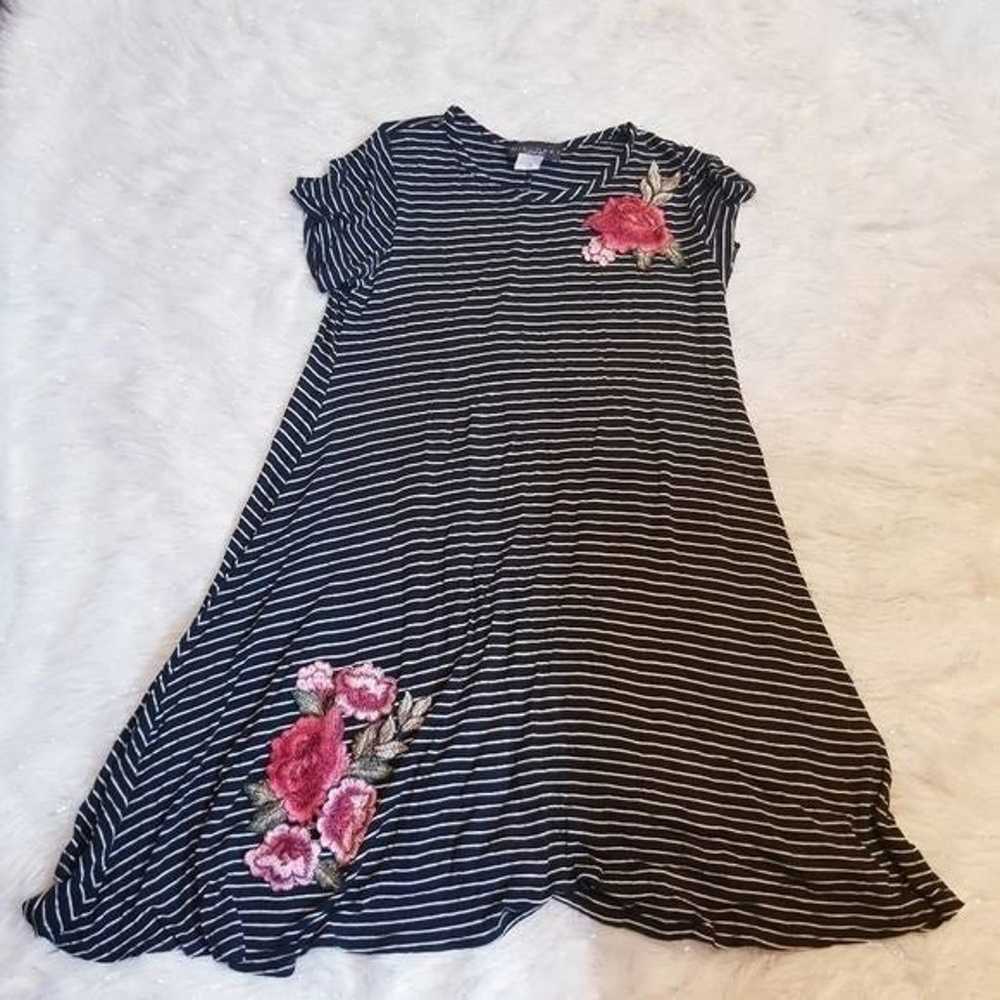 Discreet stripe stretch USA baby doll rose Dress - image 1