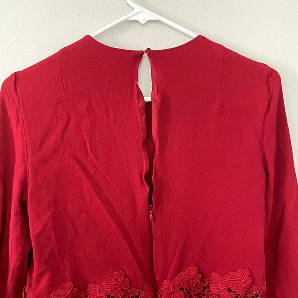 Zara Woman red lace floral dress long sleeved vin… - image 7