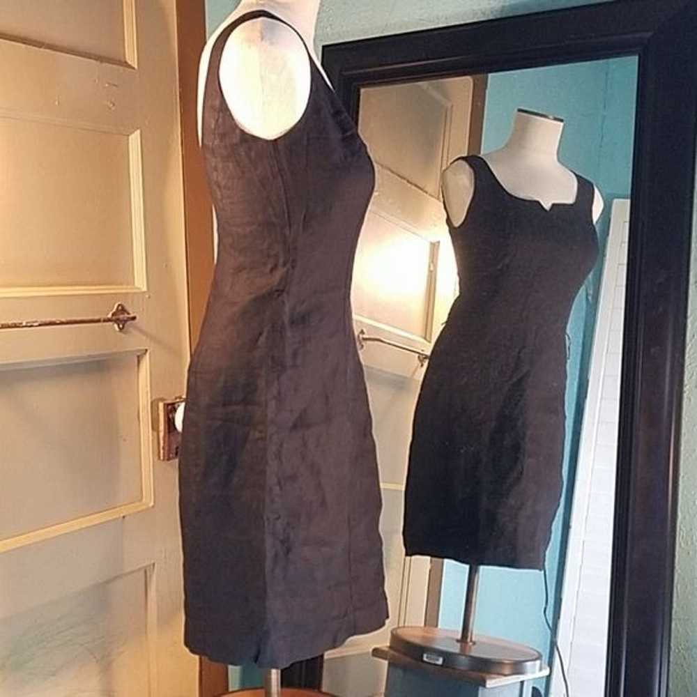 Black Linen Dress Nina K Sleeveless Vintage Women… - image 3