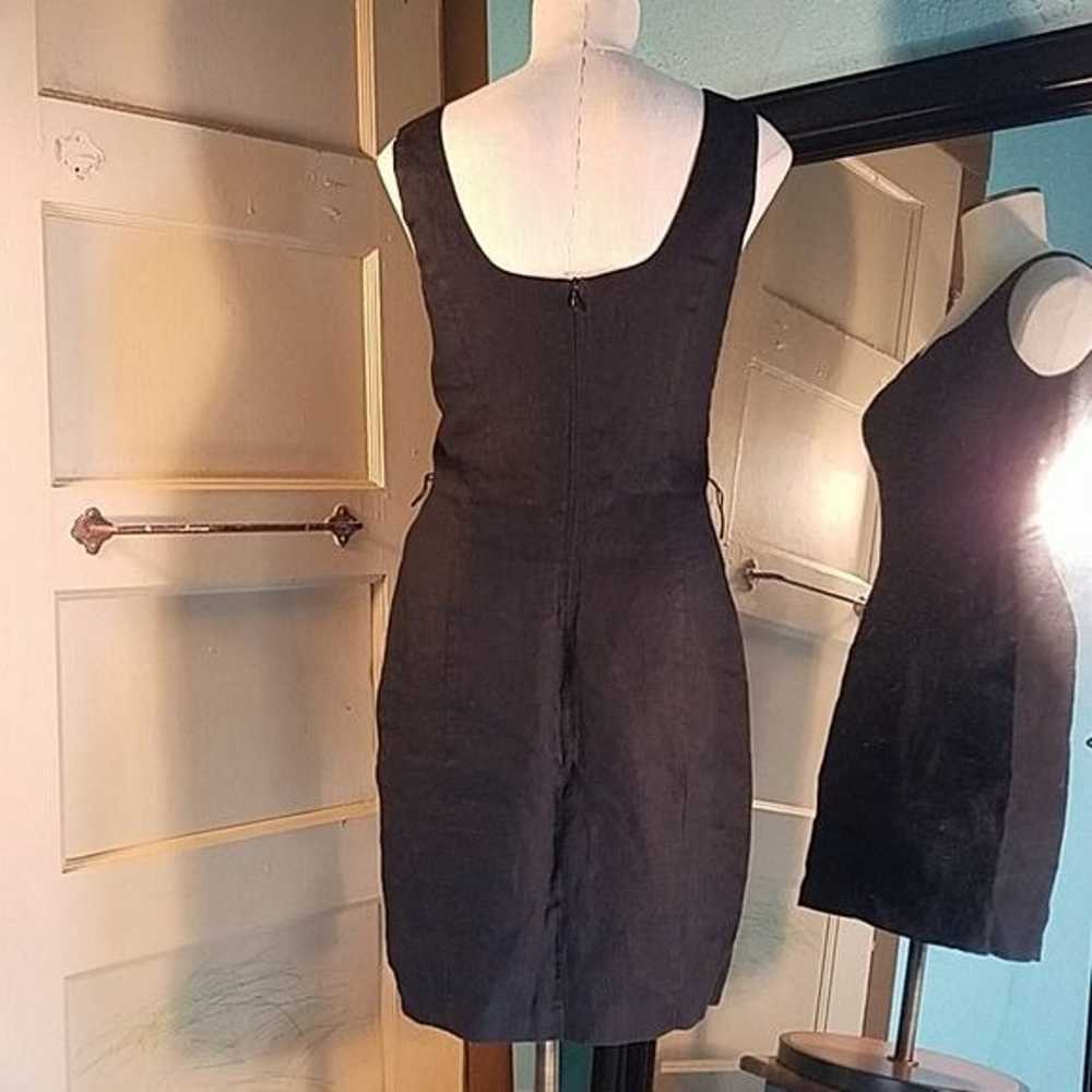 Black Linen Dress Nina K Sleeveless Vintage Women… - image 4