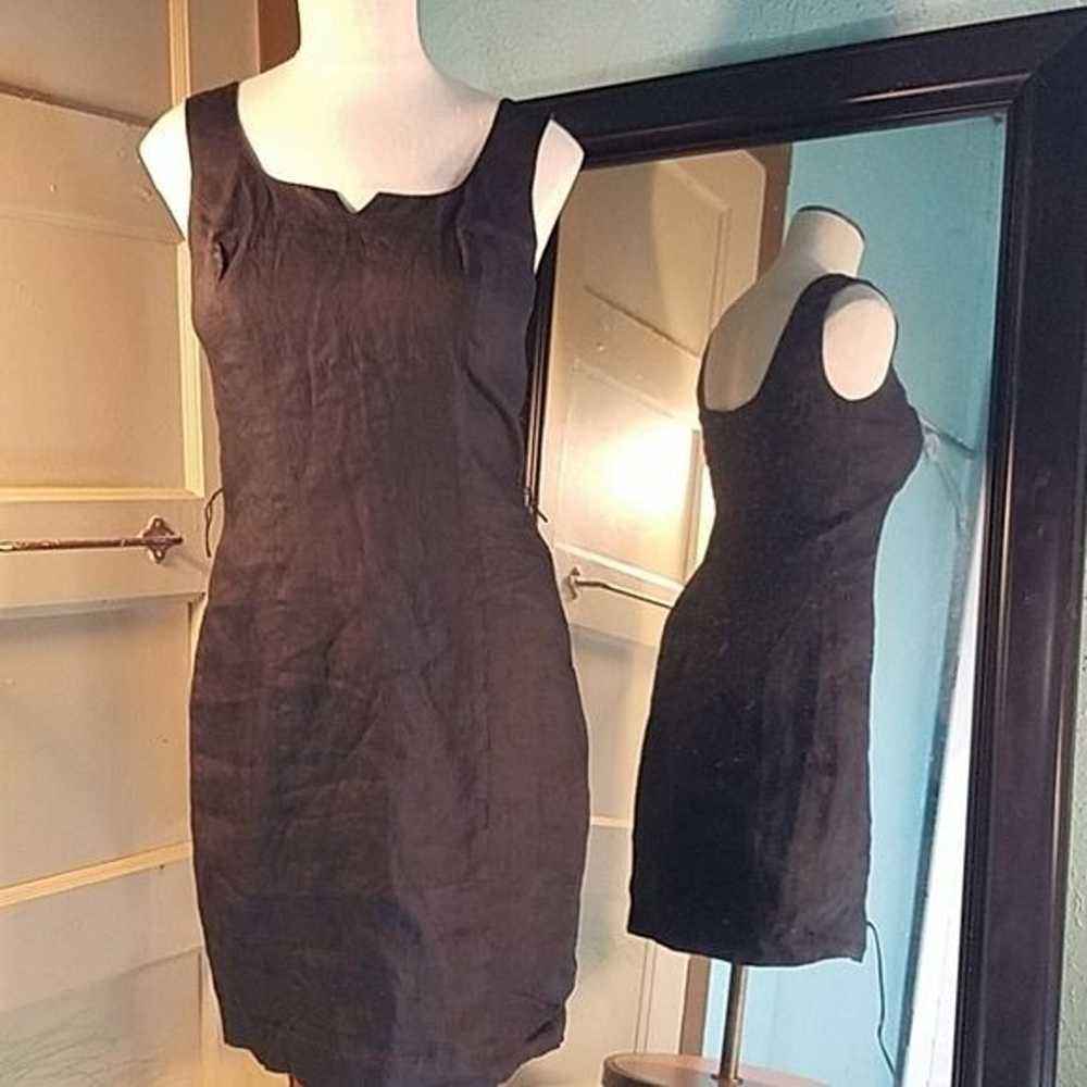 Black Linen Dress Nina K Sleeveless Vintage Women… - image 9