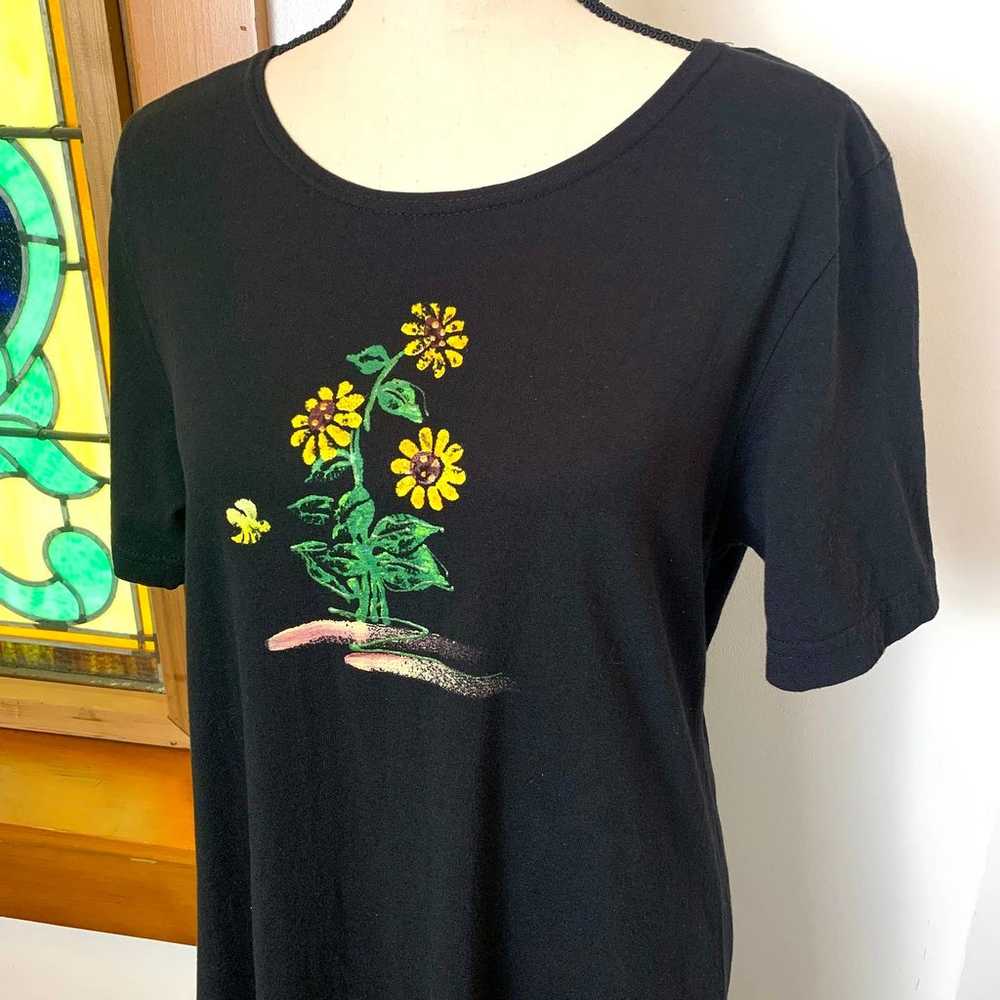 Vintage 90s Hand Painted Sunflower Copa Cabana Sh… - image 8