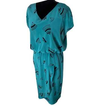 American Vintage Teal Geo Pattern Union Made Stre… - image 1