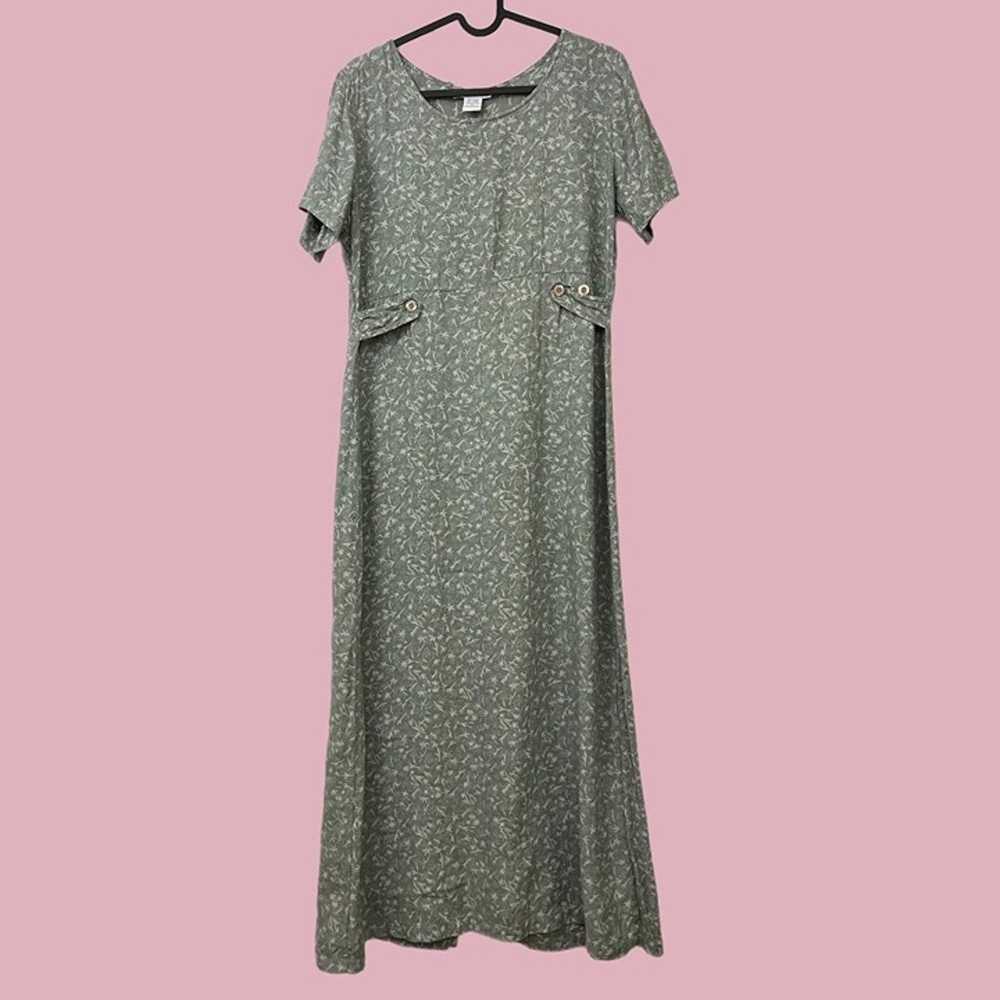 vintage 90s green floral maxi dress - image 2