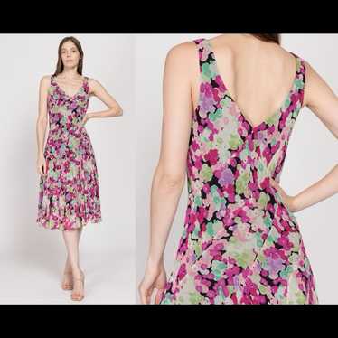 Jones New York dress Y2k magenta floral silk dress