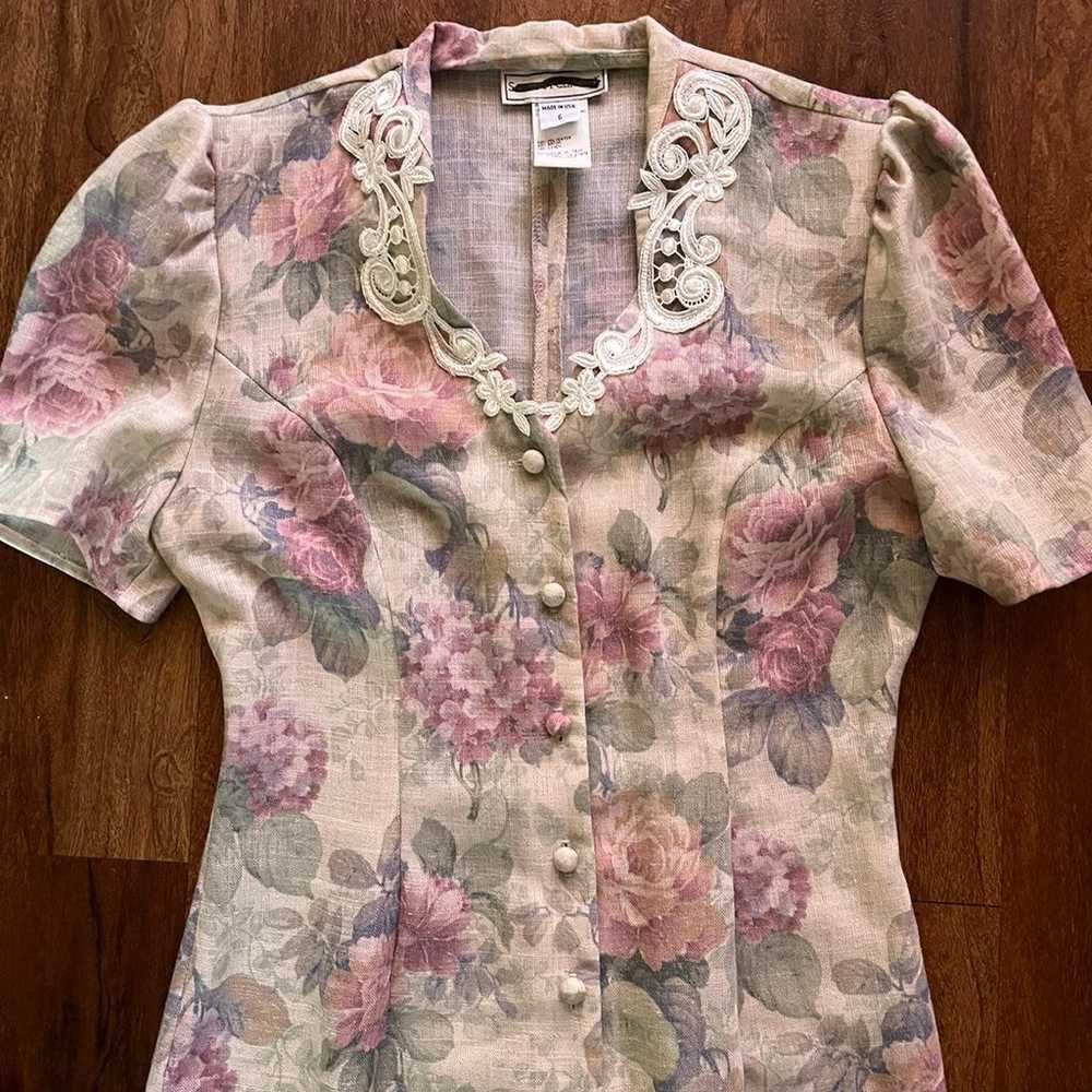 Scott McClintock Vintage 90s floral linen blend m… - image 4