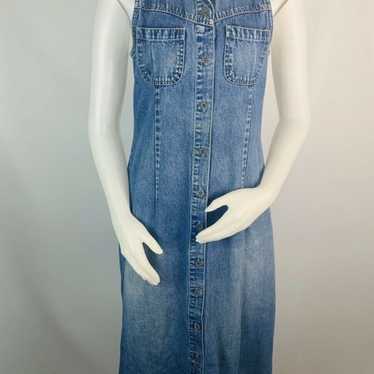 90s Denim Button Down Jumper Dress - image 1