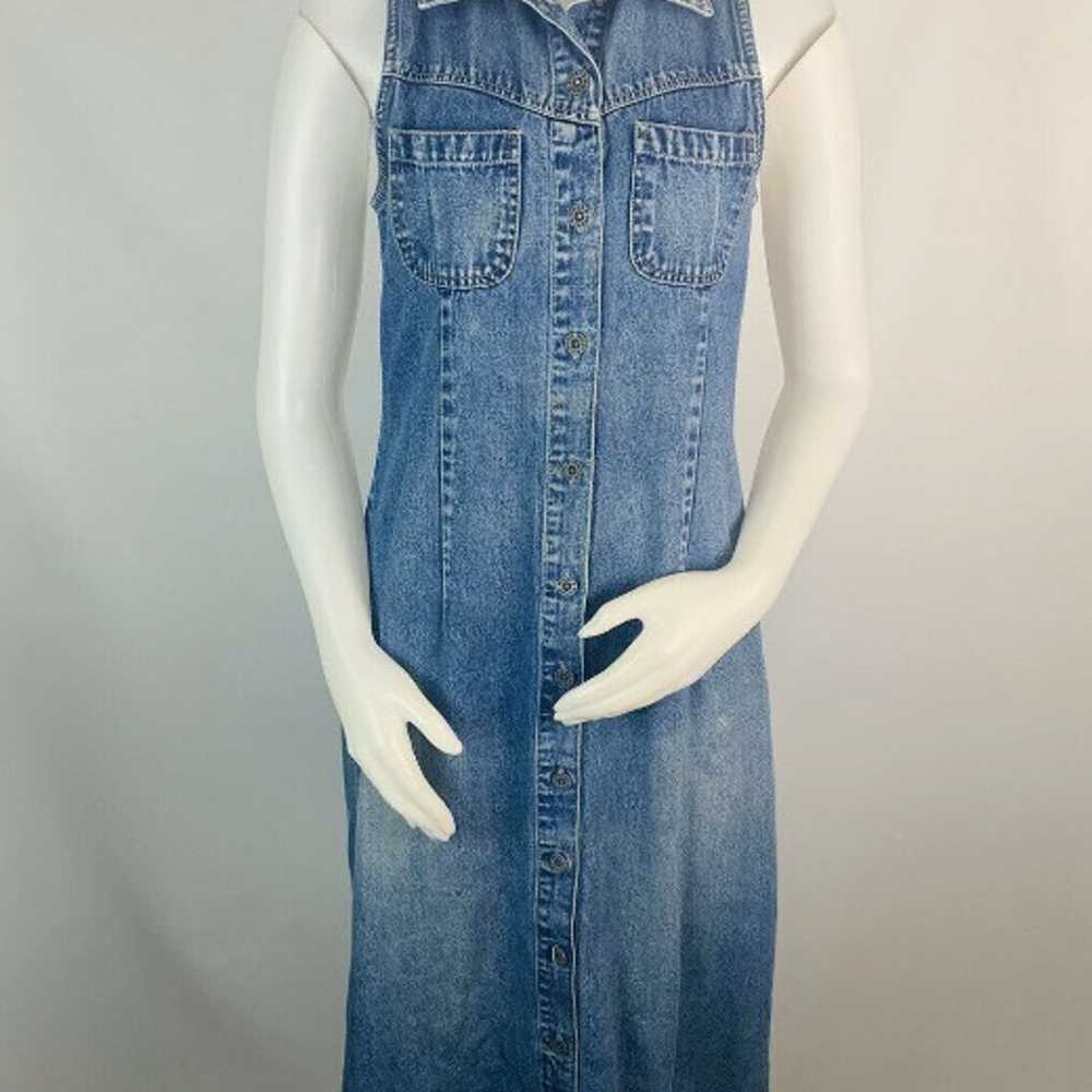 90s Denim Button Down Jumper Dress - image 2