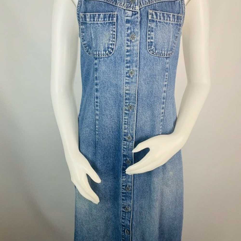 90s Denim Button Down Jumper Dress - image 4