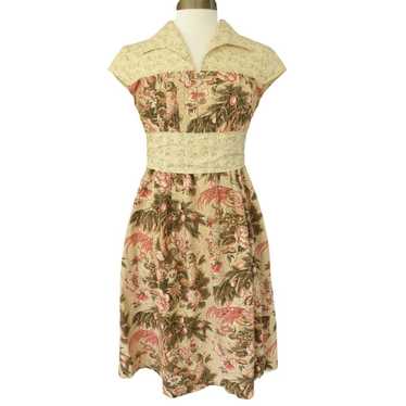 Corey Lynn Calter Dress Floral Bird Print Dress V… - image 1