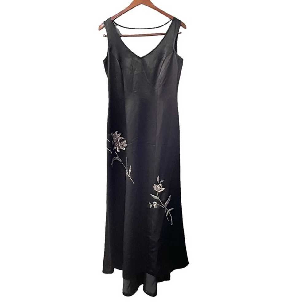 Vintage Together Black Satin Sequined Floral Embr… - image 2