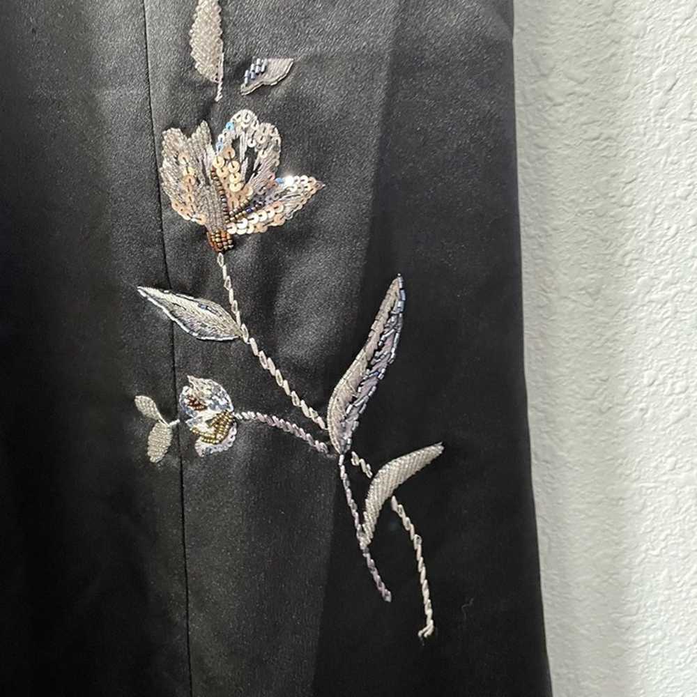 Vintage Together Black Satin Sequined Floral Embr… - image 4