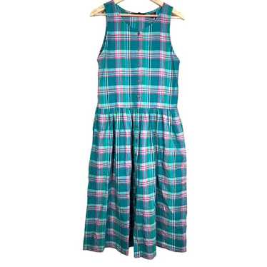 VTG Eddie Bauer Plaid midi sleeveless button up d… - image 1