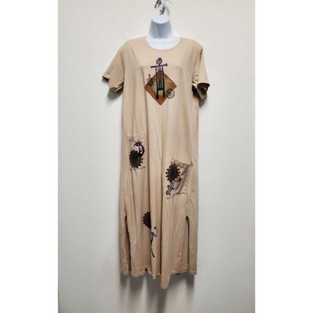 Vintage Tunic Dress Womens Bohemian Cotton Artsy … - image 1