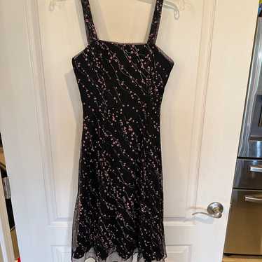 Vintage Papell boutique evening black floral dress