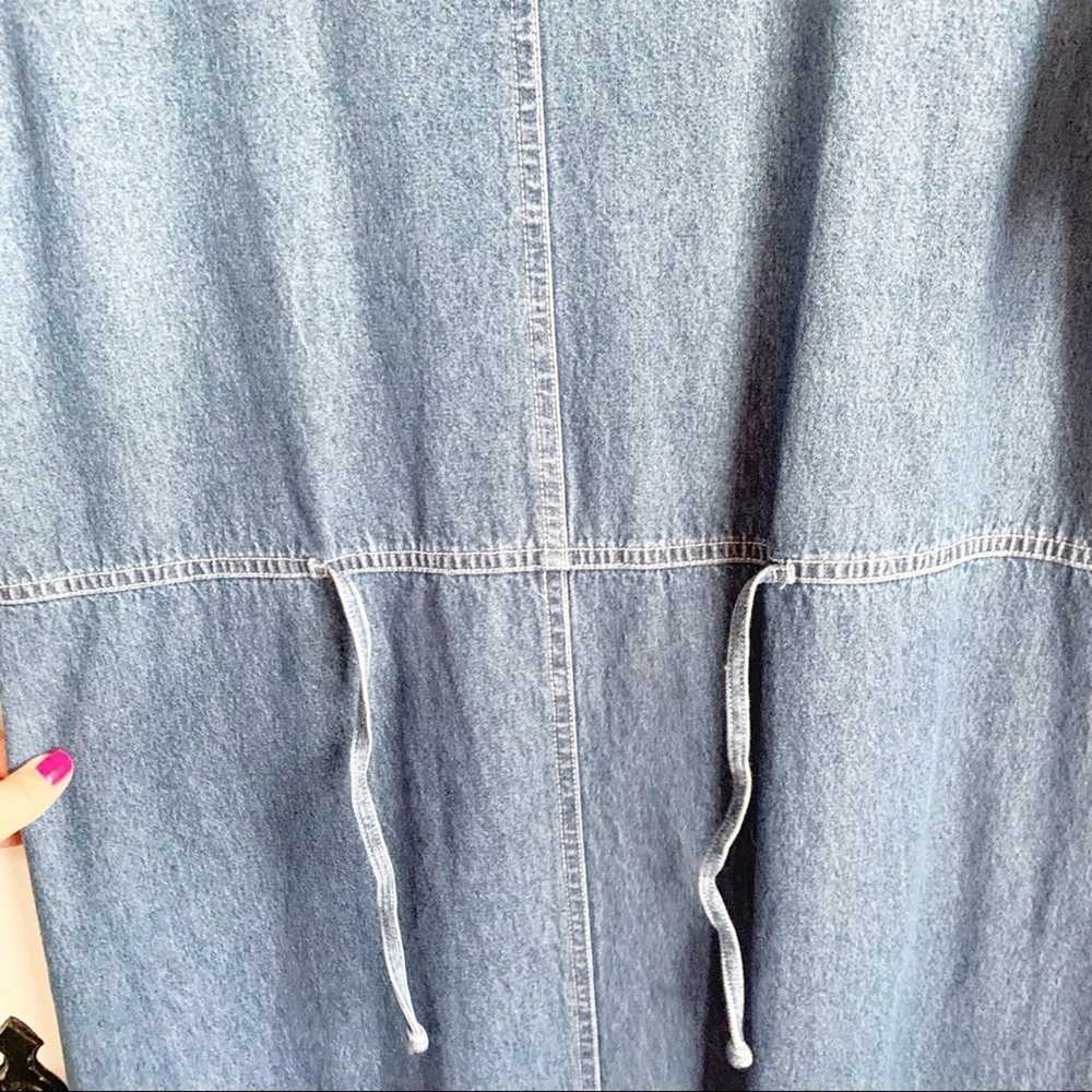 Vintage Cotton Denim Jean  Maxi Dress White Flowe… - image 12