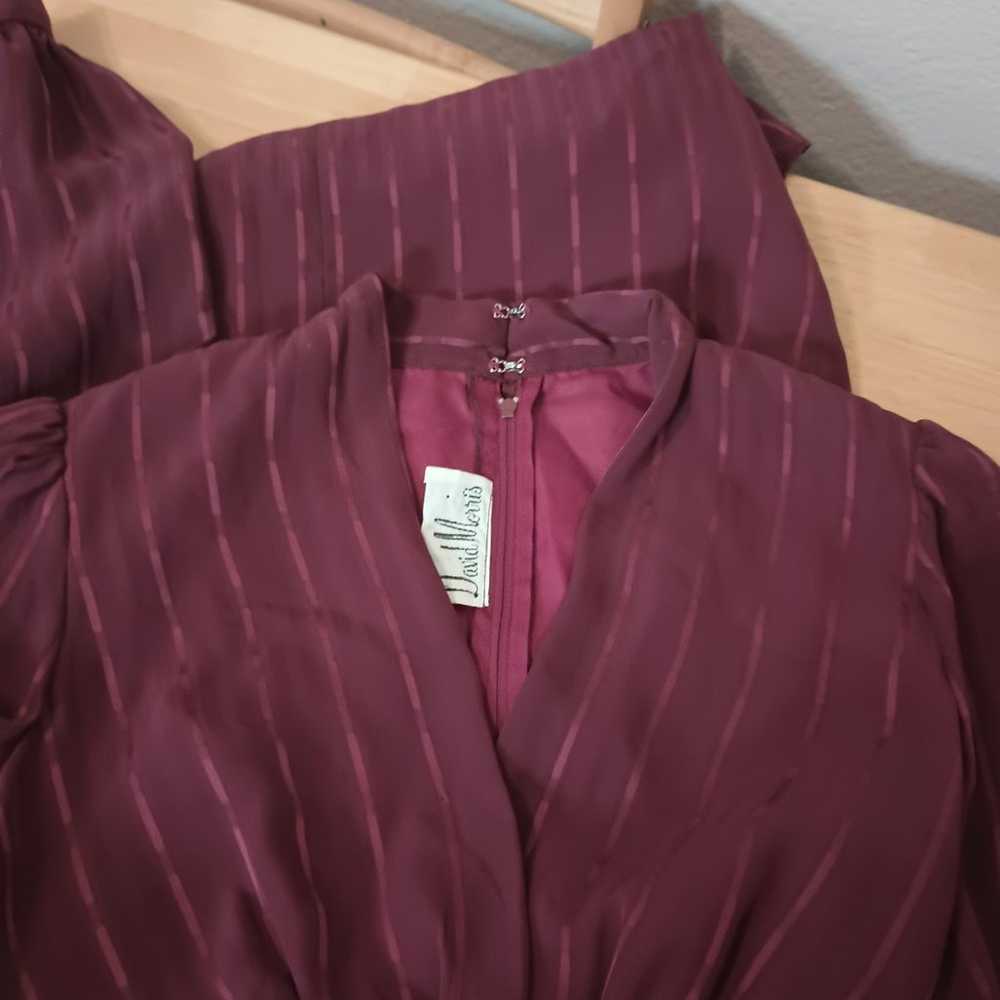 VINTAGE 70's DAVID MORRIS RED WINE DRESS SIZE 6 L… - image 7