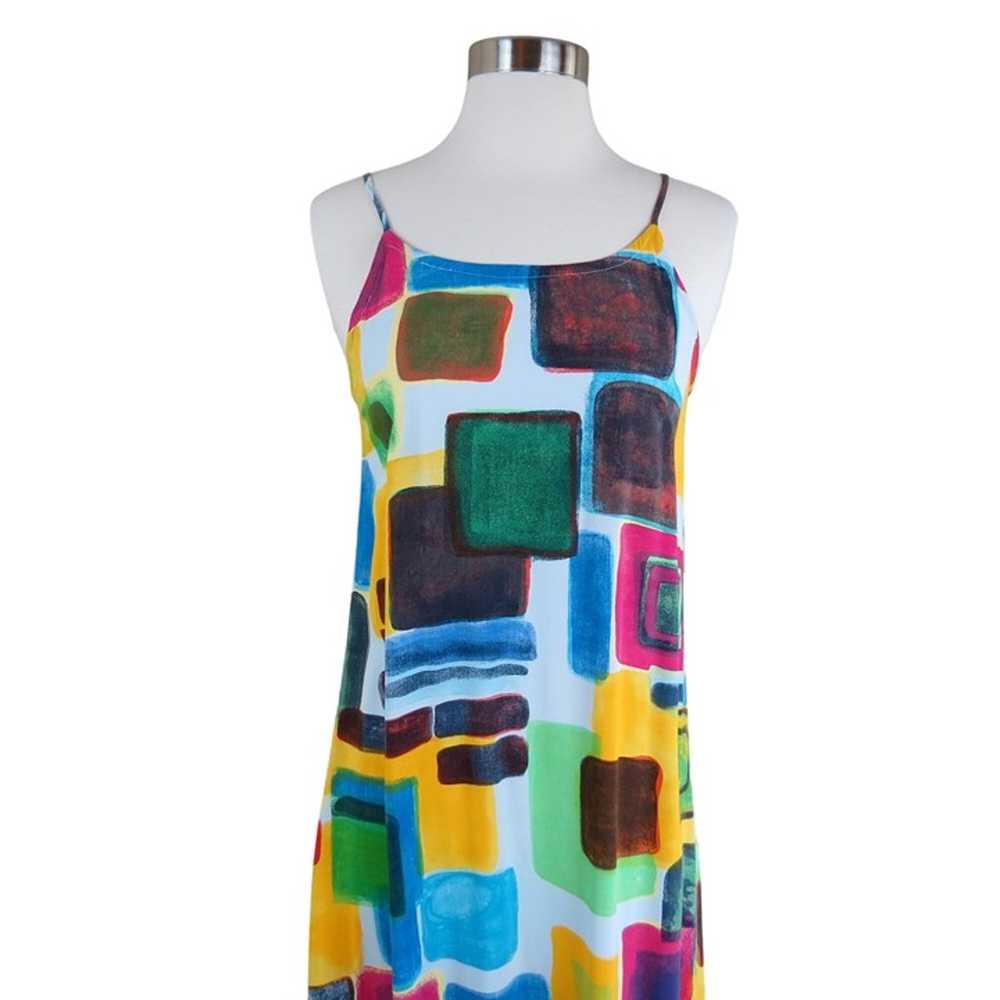 VINTAGE 90s Colorful Geometric Midi Slip Dress by… - image 2