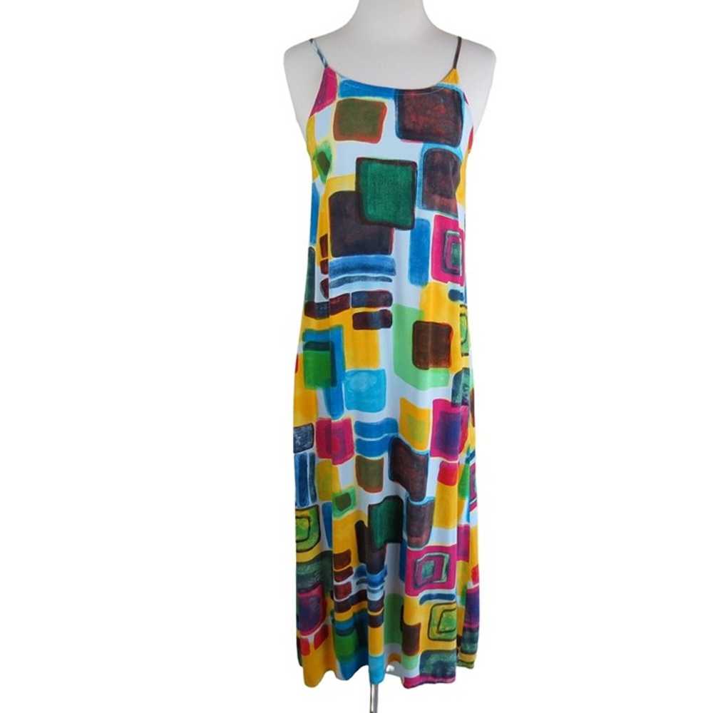 VINTAGE 90s Colorful Geometric Midi Slip Dress by… - image 6