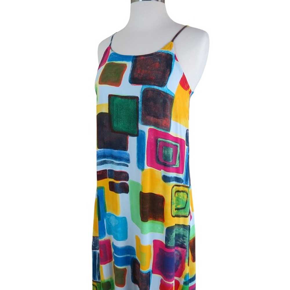 VINTAGE 90s Colorful Geometric Midi Slip Dress by… - image 7