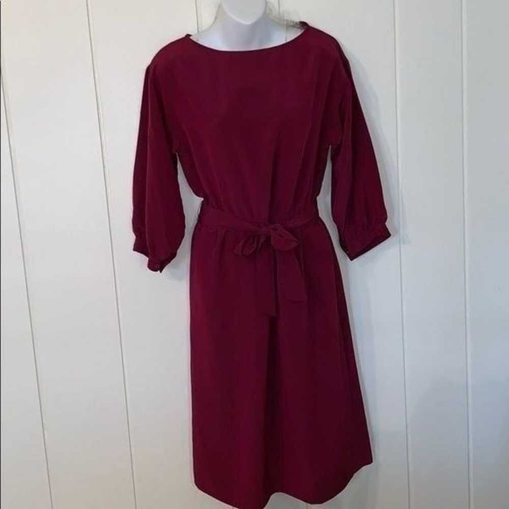 VTG 70s Halston 3 maroon polyester dress - image 1