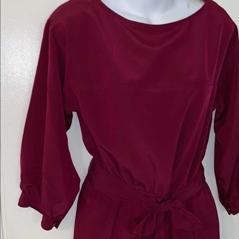 VTG 70s Halston 3 maroon polyester dress - image 2