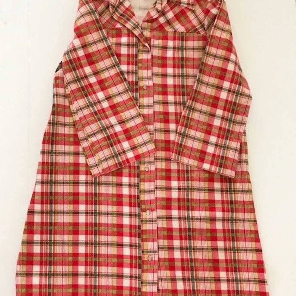 Vintage Plaid Dress Pearlized Buttons - image 2