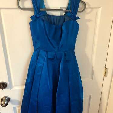 Vintage Handmade Sapphire Blue Satin Rockabilly Dr