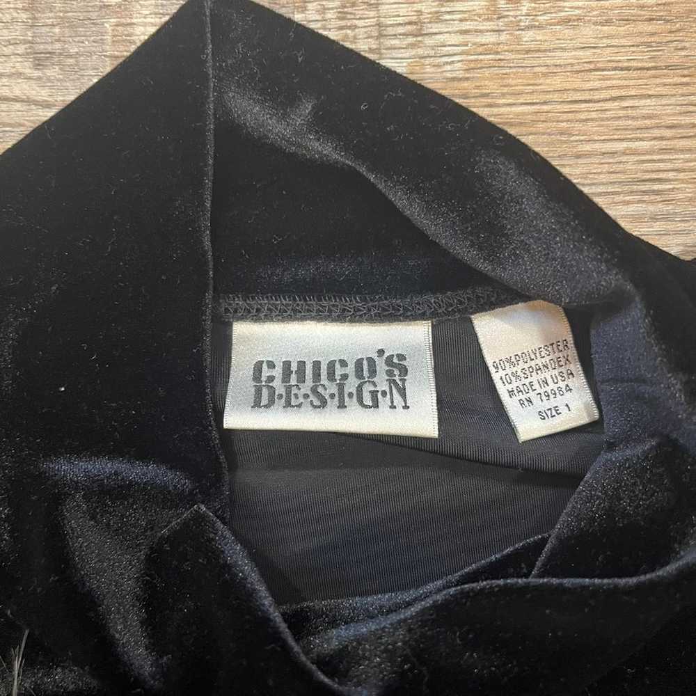 Chicos Vintage 90’s Velvet Black Mockneck Long Sl… - image 3