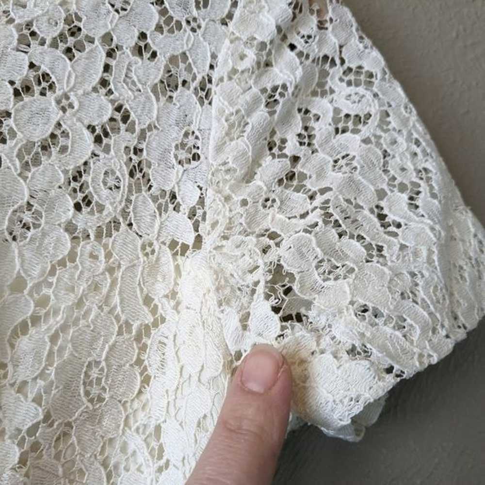 Vintage Cream Lace Cap Sleeve Mid Length Dress Si… - image 10