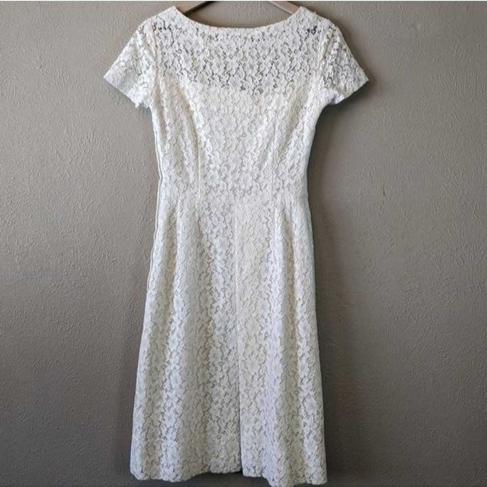 Vintage Cream Lace Cap Sleeve Mid Length Dress Si… - image 8