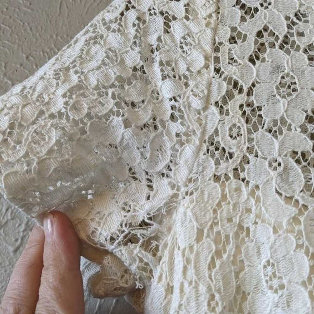 Vintage Cream Lace Cap Sleeve Mid Length Dress Si… - image 9