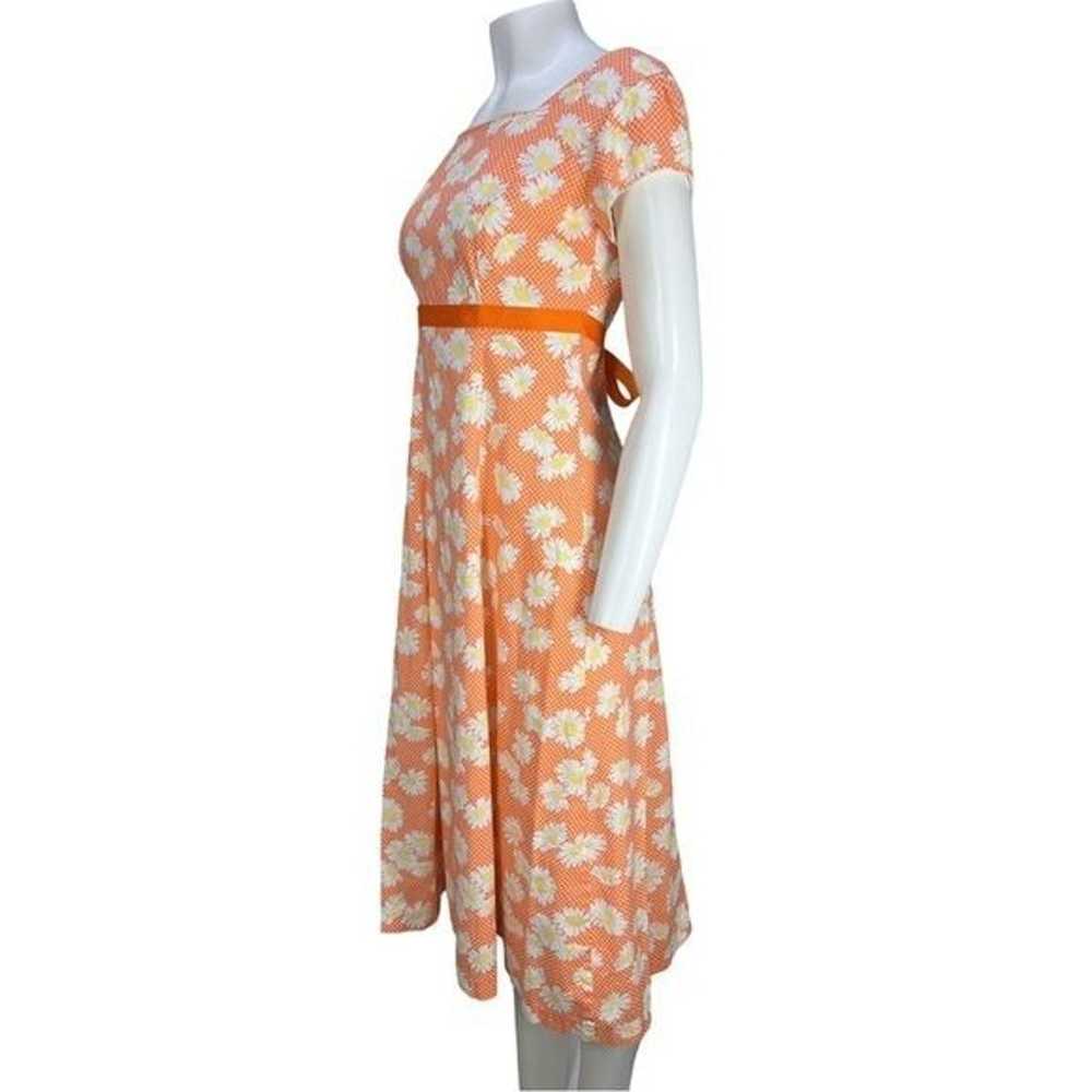 VTG 70’s handmade Orange off White Daisy Printed … - image 11