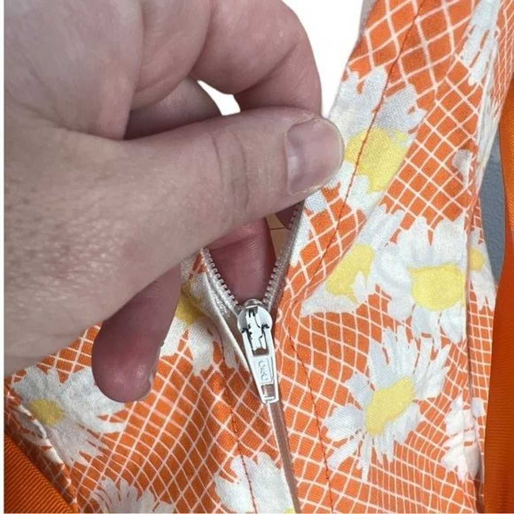 VTG 70’s handmade Orange off White Daisy Printed … - image 12